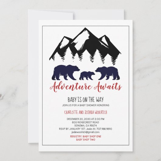 アドベンチャー待ちウッドランド熊ベビーシャワー郵便 (正面)