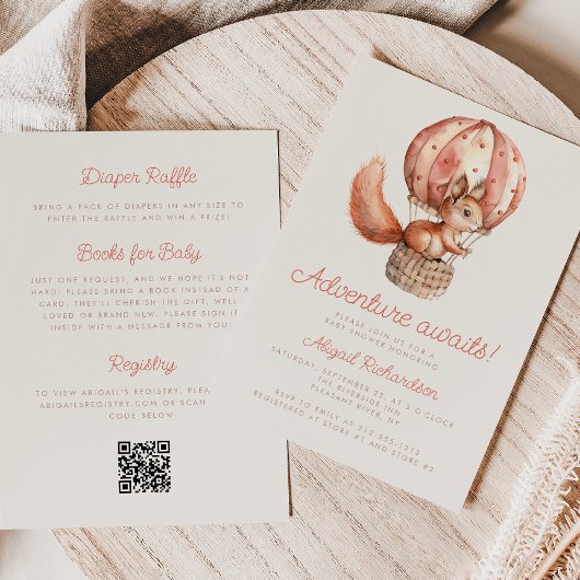 アドベンチャー待ちカワイリスQRコードベビーシャワー 招待状