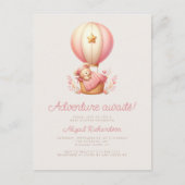 アドベンチャー待ちテディベアガールベビーシャワー ポストカード (正面)