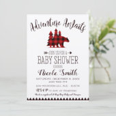 アドベンチャー待ちバッファローチェック熊ベビーシャワー 招待状 (スタンド正面)