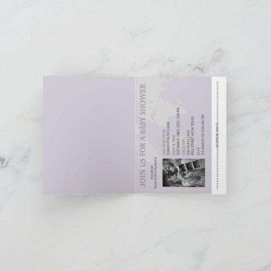 アドベンチャー待ちパスポート赤ちゃんシャワー旅行 招待状 (内部)