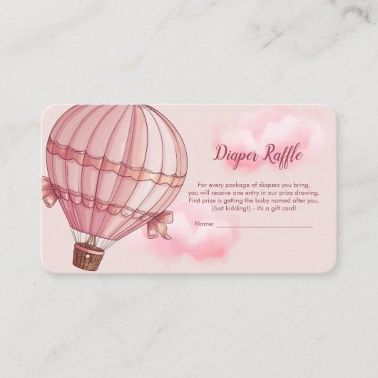 アドベンチャー待ちピンクホットエアバルーンベビーシャワー エンクロージャーカード (正面)