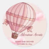 アドベンチャー待ちピンクホットエアバルーンベビーシャワー ラウンドシール (正面)