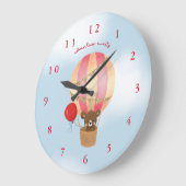 アドベンチャー待ちピンクホットエアバルーン子供部屋ルーム ラージ壁時計 (傾斜)