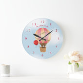 アドベンチャー待ちピンクホットエアバルーン子供部屋ルーム ラージ壁時計 (ホーム)