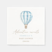 アドベンチャー待ちブルーホットエアバルーン赤ちゃんシャワー スタンダードカクテルナプキン (正面)
