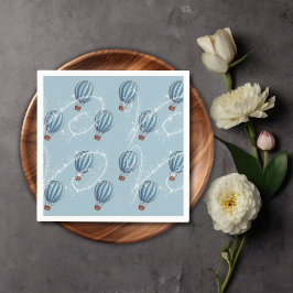 アドベンチャー待ちブルーホットエアバルーン赤ちゃんシャワー スタンダードカクテルナプキン