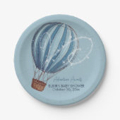 アドベンチャー待ちブルーホットエアバルーン赤ちゃんシャワー ペーパープレート (正面)