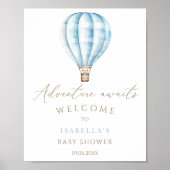 アドベンチャー待ちブルーホットエアバルーン赤ちゃんシャワー ポスター (正面)