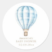 アドベンチャー待ちブルーホットエアバルーン赤ちゃんシャワー ラウンドシール (正面)