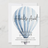 アドベンチャー待ちブルーホットエアバルーン赤ちゃんシャワー 招待状 (正面)