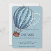 アドベンチャー待ちブルーホットエアバルーン赤ちゃんシャワー 招待状 (正面)