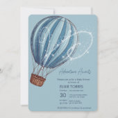 アドベンチャー待ちブルーホットエアバルーン赤ちゃんシャワー 招待状 (正面)