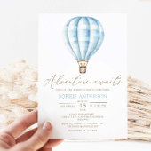 アドベンチャー待ちブルーホットエアバルーン赤ちゃんシャワー 招待状