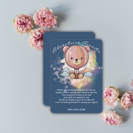 アドベンチャー待ちベアホットエアバルーン赤ちゃんシャワー サンキューカード