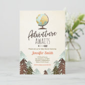 アドベンチャー待ちベビーシャワー招待状ヴィンテージ 素朴 招待状 (スタンド正面)