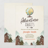 アドベンチャー待ちベビーシャワー招待状ヴィンテージ 素朴 招待状 (正面/裏面)