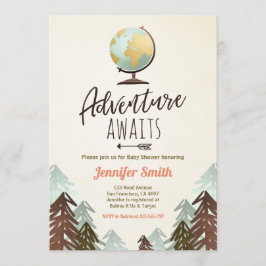 アドベンチャー待ちベビーシャワー招待状ヴィンテージ 素朴 招待状