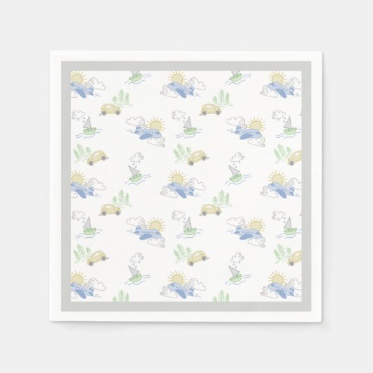 アドベンチャー待ち旅行 – 車、飛行機、ボート スタンダードカクテルナプキン (正面)