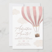 アドベンチャー待ち熱気球ガール1st誕生日 招待状 (正面)