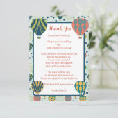 アドベンチャー待ち熱気球セージ赤ちゃんシャワー サンキューカード (スタンド正面)