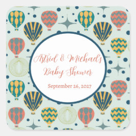 アドベンチャー待ち熱気球セージ赤ちゃんシャワー スクエアシール