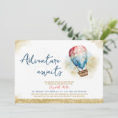 アドベンチャー待ち熱気球ベビーガールシャワー 招待状 (スタンド正面)