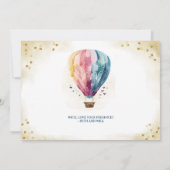 アドベンチャー待ち熱気球ベビーガールシャワー 招待状 (裏面)