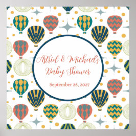 アドベンチャー待ち熱気球ベビーシャワー ポスター