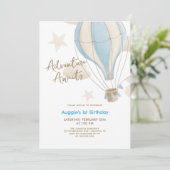 アドベンチャー待ち熱気球ボーイズ1歳の誕生日 招待状 (スタンド正面)