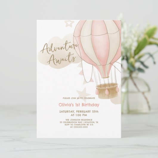 アドベンチャー待ち熱気球1st誕生日 招待状 (スタンド正面)