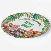 アドベンチャー待ち男の子の赤ちゃんシャワー ペーパープレート (アングル)