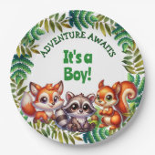 アドベンチャー待ち男の子の赤ちゃんシャワー ペーパープレート (正面)