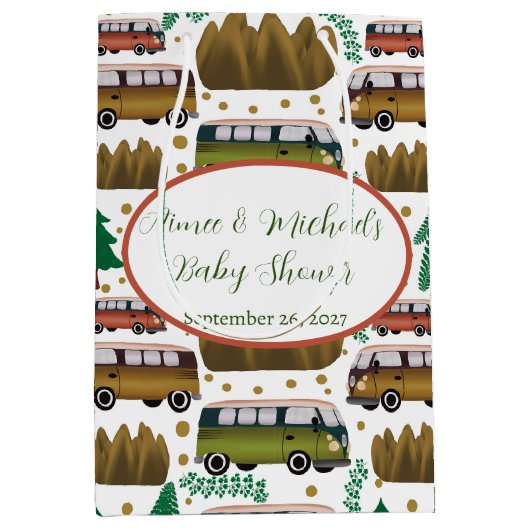 アドベンチャー待ち男女兼用：赤ちゃんシャワー ミディアムペーパーバッグ (正面)