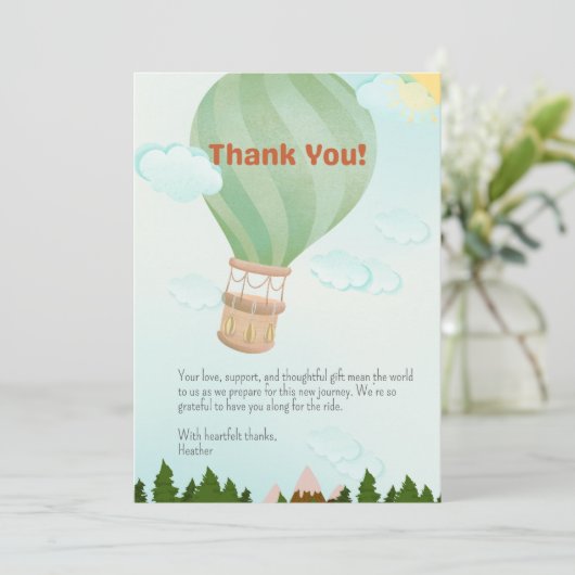 アドベンチャー待ち赤ちゃんシャワー熱気球 サンキューカード (スタンド正面)