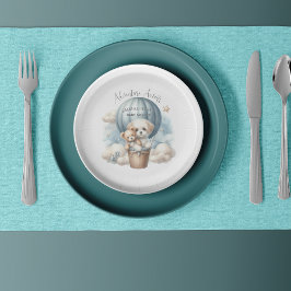 アドベンチャー待ち遠しい！気球の子犬ベビーシャワー ペーパープレート