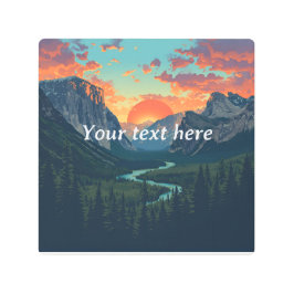 "アドベンチャー待ち – カスタマイズ可能な山の夕日P メタルプリント