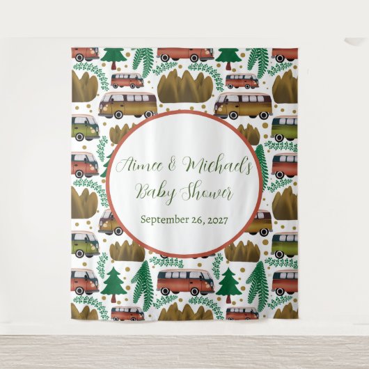 アドベンチャー待ち:キャンパーニュートラルベビーシャワー タペストリー (正面)