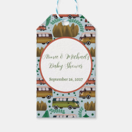 アドベンチャー待ち：キャンパー男の赤ちゃんシャワー ギフトタグ