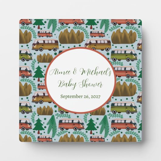 アドベンチャー待ち：キャンパー男の赤ちゃんシャワー フォトプラーク (正面)