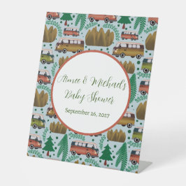 アドベンチャー待ち：キャンパー男の赤ちゃんシャワー 台座サイン