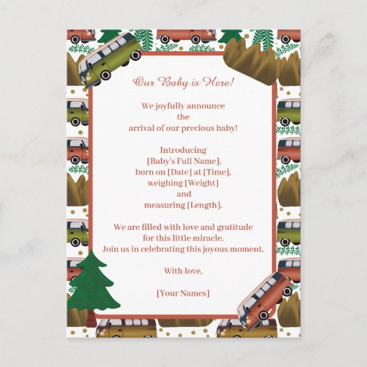 アドベンチャー待ち:キャンパー男の赤ちゃん 案内ポストカード (正面)