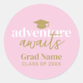 アドベンチャー待ち – グラード名とキャップ – ピンク金ゴールド ラウンドシール (正面)