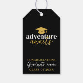 アドベンチャー待ち – ネームキャップブラック金ゴールド卒業 ギフトタグ (正面)