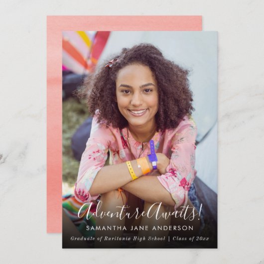 アドベンチャー待ち | 写真の卒業発表 案内状 (正面/裏面)