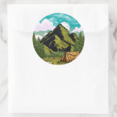 アドベンチャー待ち、幸せなキャンパー屋外バケーション ラウンドシール (バッグ)