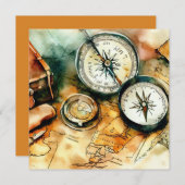 アドベンチャー待ち：探検家版、赤ちゃんシャワー 招待状 (正面/裏面)