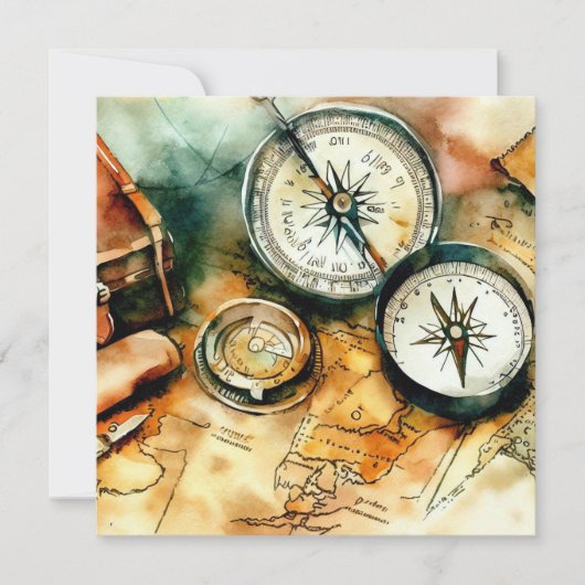 アドベンチャー待ち：探検家版、赤ちゃんシャワー 招待状 (正面)