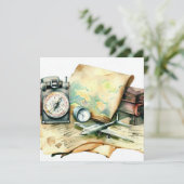 アドベンチャー待ち:Wanderlust Edition、赤ちゃんシャワー 招待状 (スタンド正面)