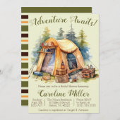 アドベンチャー待て!テント、キャンプ、ブライダルシャワー 招待状 (正面/裏面)